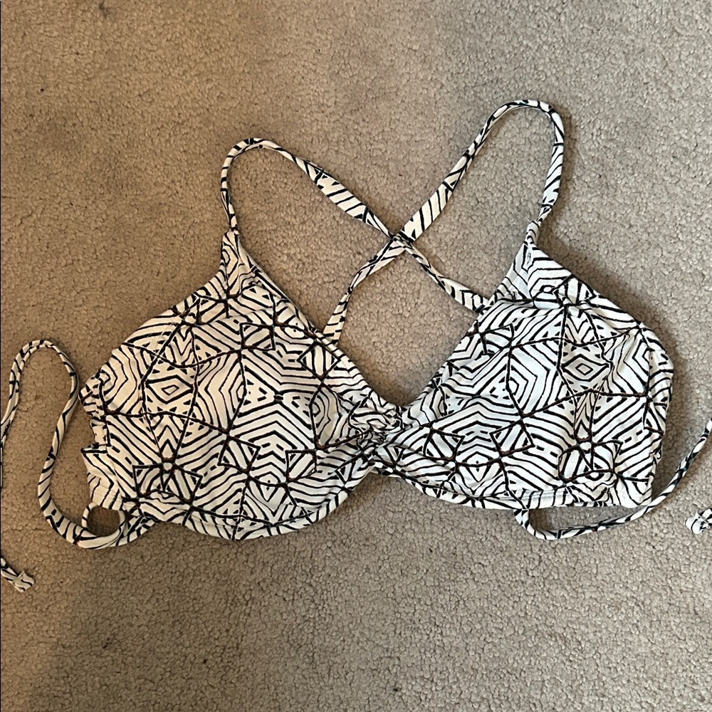 Carve Designs Geometric Black and White Bikini Top